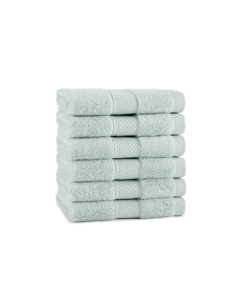 Aston & Arden Egyptian Cotton Luxury Washcloths (Pack of 6), 600GSM, Seven Color Options, Jacquard Dobby Border, 13x13