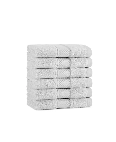 Aston & Arden Egyptian Cotton Luxury Washcloths (Pack of 6), 600GSM, Seven Color Options, Jacquard Dobby Border, 13x13