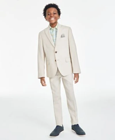Big Boys Classic Fit Khaki Sport Coat Plaid Shirt Khaki Dress Pants