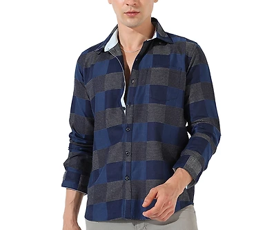 Campus Sutra Men's Denim Blue Buffalo Checked Shirt