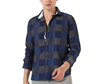 Campus Sutra Men's Denim Blue Buffalo Checked Shirt