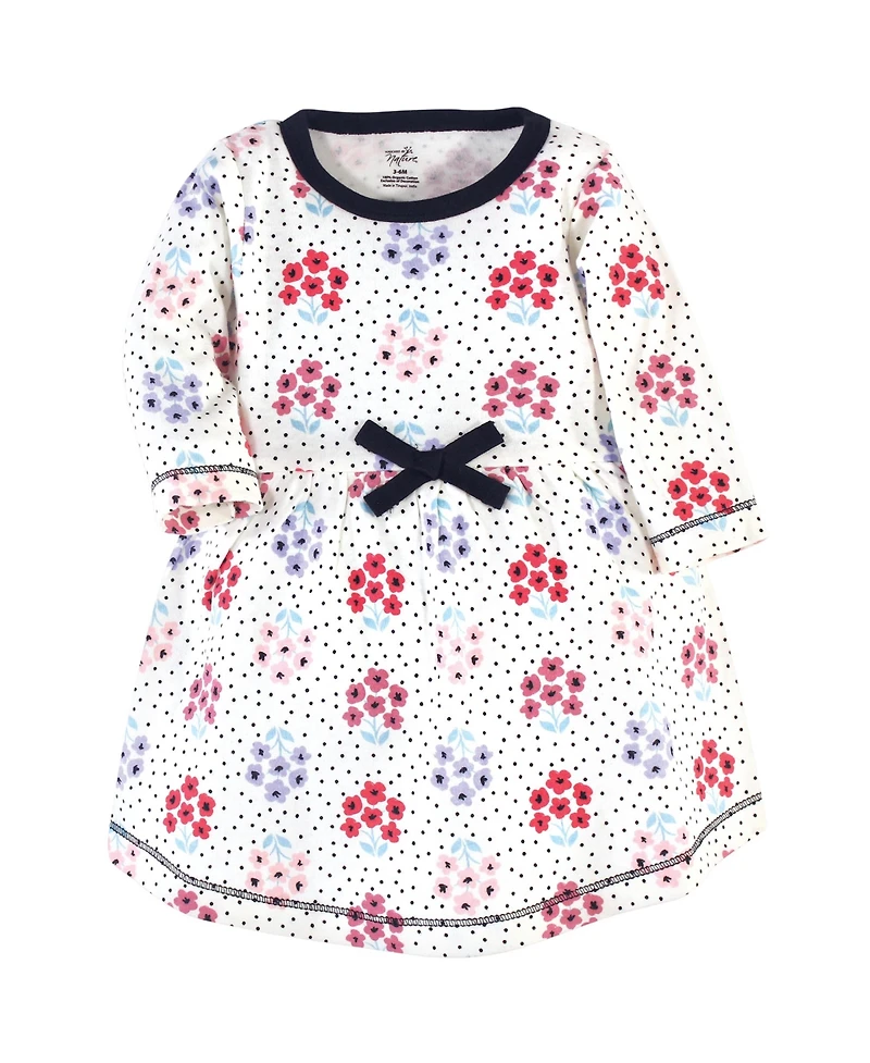 Touched by Nature Baby Girls Organic Cotton Long-Sleeve Dresses 2pk, Flutter Garden