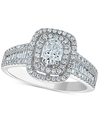 Diamond Oval Double Halo Engagement Ring (1 ct. t.w.) in 14k White Gold