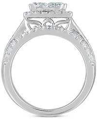 Diamond Princess Halo Quad Cluster Bridal Set (3-1/2 ct. t.w.) in 14k White Gold