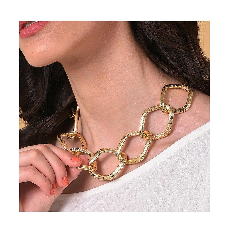 Sohi Women's Gold Metallic Chainlink Necklace