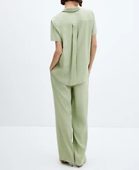 Mango Women's Short-Sleeve Button-Down Shirt