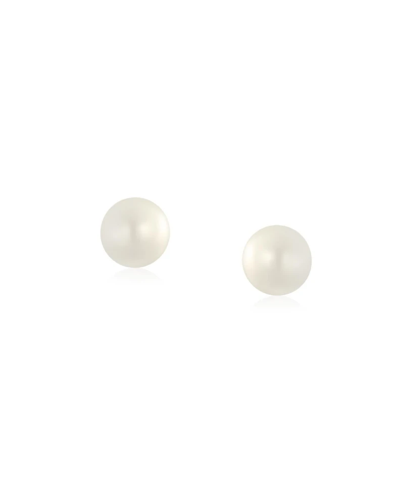 Bling Jewelry Tiny Minimalist Cz Accent14K Gold White Freshwater Cultured Pearl Stud Earrings Secure Screw Back