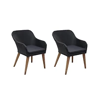 Patio Chairs with Cushions 2 pcs Poly Rattan Black