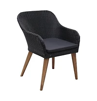Patio Chairs with Cushions 2 pcs Poly Rattan Black