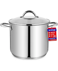 Bakken-Swiss Deluxe 24-Quart Stainless Steel Stockpot w/Tempered Glass See-Through Lid - Simmering Delicious Soups Stews & Induction Cooking