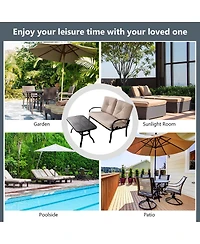 2 Pieces Patio Outdoor Cushioned Coffee Table Seat