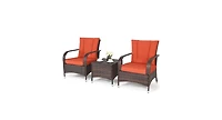 3PCS Outdoor Patio Rattan Wicker Furniture Set-Orange