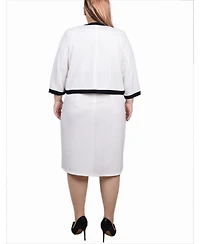 Ny Collection Plus Elbow Sleeve Colorblocked Dress, 2 Piece Set