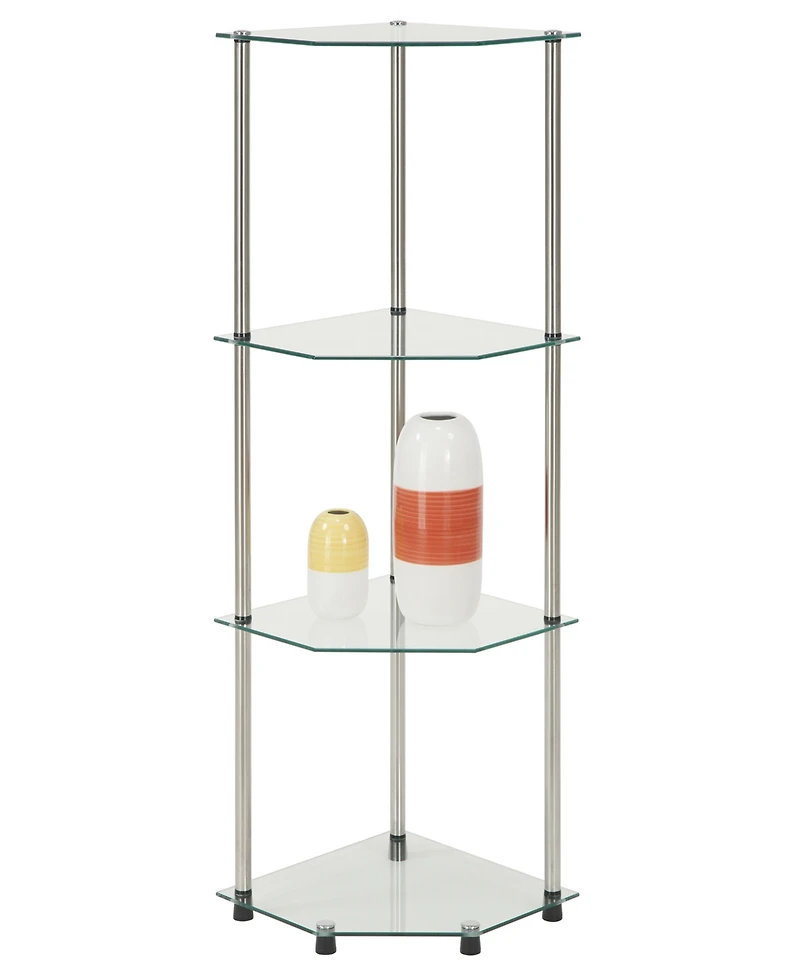 Convenience Concepts 13.75" Glass Designs2Go Classic 4 Tier Corner Shelf
