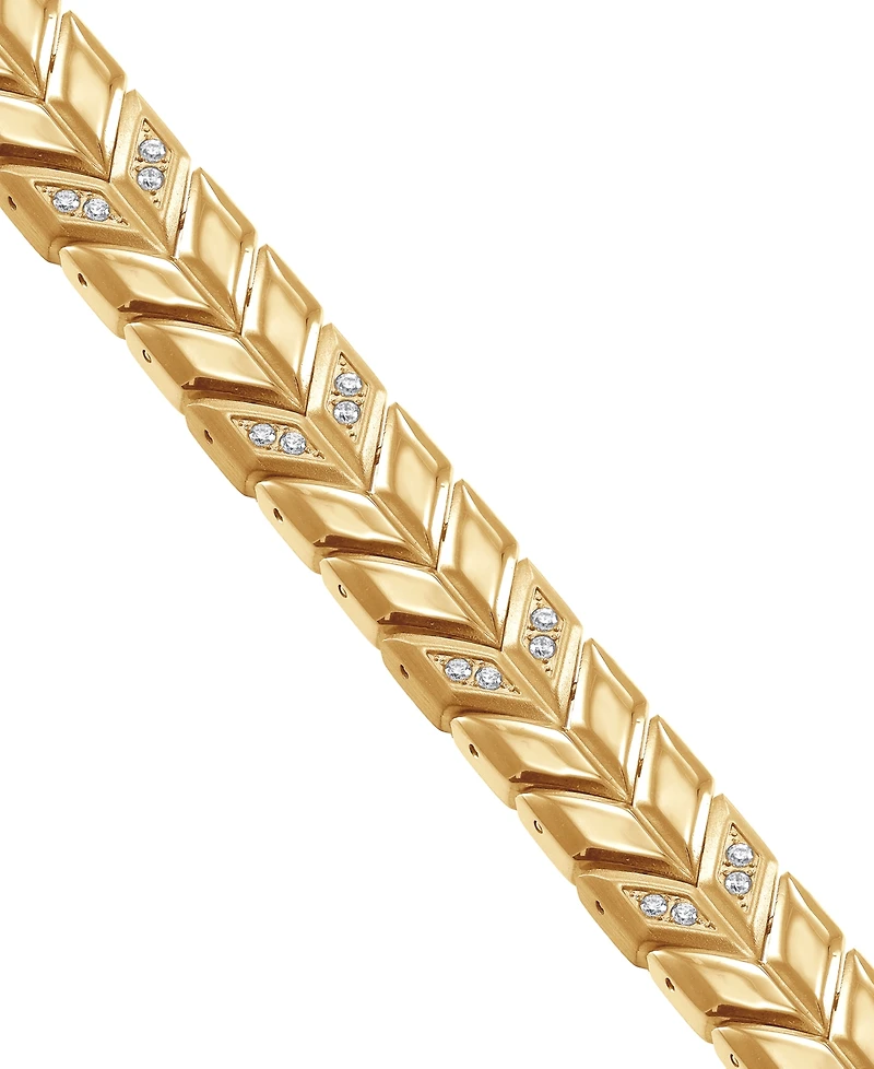 Blackjack Men's Cubic Zirconia Chevron Link Bracelet Stainless Steel
