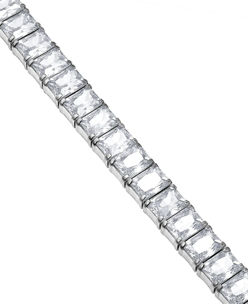 Blackjack Men's Cubic Zirconia Baguette Tennis Bracelet in Stainless Steel