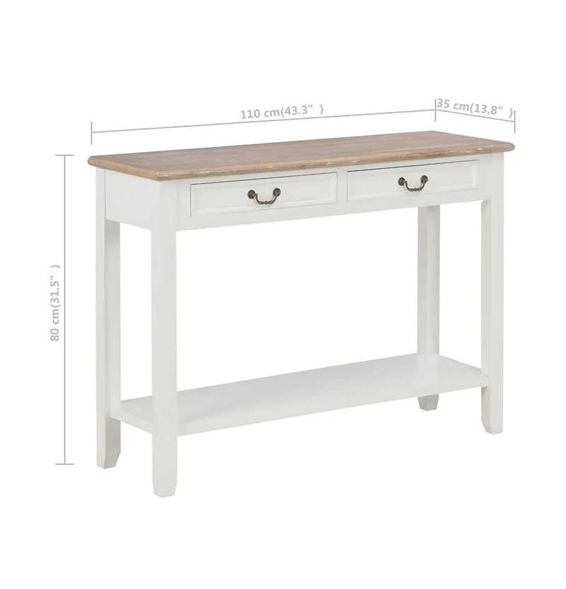 Console Table White 43.3"x13.7"x31.4" Wood