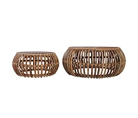Coffee Tables 2 pcs Natural Rattan