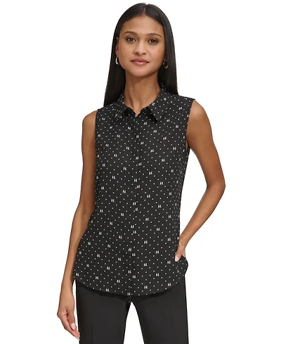 Karl Lagerfeld Paris Women's Logo Sleeveless Shirt