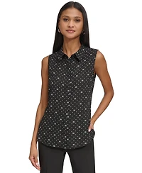 Karl Lagerfeld Paris Women's Logo Sleeveless Shirt