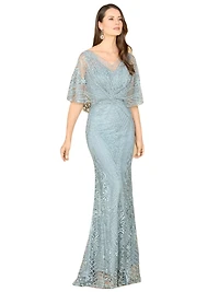 Women's Cape Sleeve Mermaid Gown