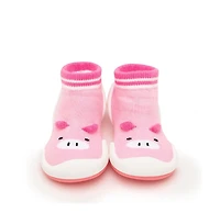 Komuello's Infant Girl First Walk Sock Shoes Piglet Pink