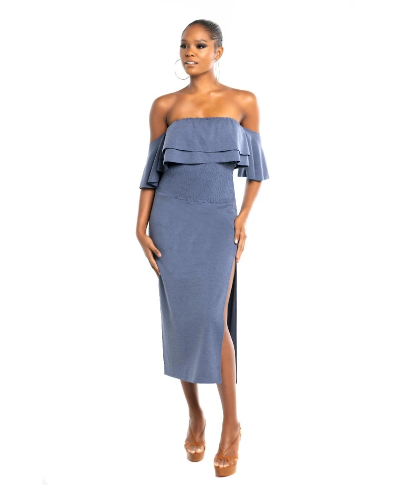 Dai Moda Women's High Waist Midi Skirt
