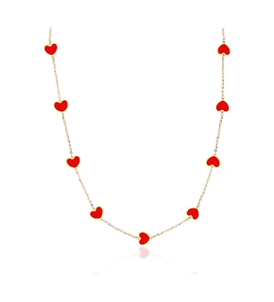 The Lovery Coral Heart Station Necklace 14K Gold