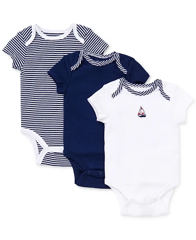 Little Me Baby Boys Sailboat Short Sleeved Bodysuits, Pack of 3