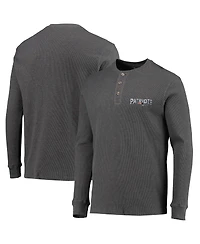 Men's Dunbrooke Heathered Gray New England Patriots Logo Maverick Thermal Henley Long Sleeve T-shirt