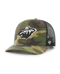 Men's '47 Brand Camo, Black Minnesota Wild Trucker Snapback Hat