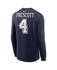 Men's Nike Dak Prescott Navy Dallas Cowboys Player Name and Number Long Sleeve T-shirt