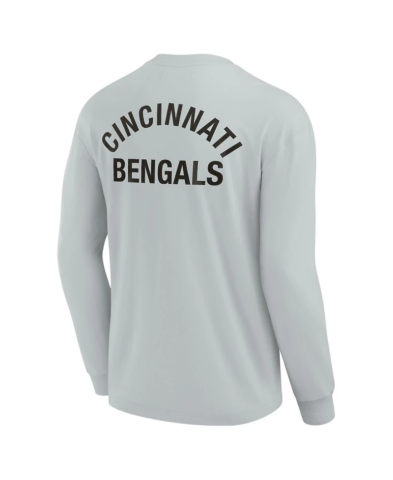 Men's and Women's Fanatics Signature Gray Cincinnati Bengals Super Soft Long Sleeve T-shirt