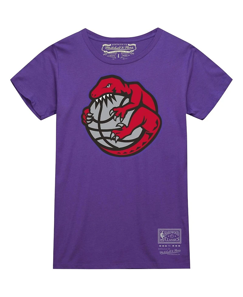 Men's and Women's Mitchell & Ness Purple Toronto Raptors Hardwood Classics Mvp Throwback Logo T-shirt