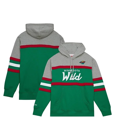 Men's Mitchell & Ness Green, Gray Minnesota Wild Head Coach Pullover Hoodie
