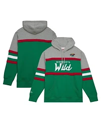 Men's Mitchell & Ness Green, Gray Minnesota Wild Head Coach Pullover Hoodie