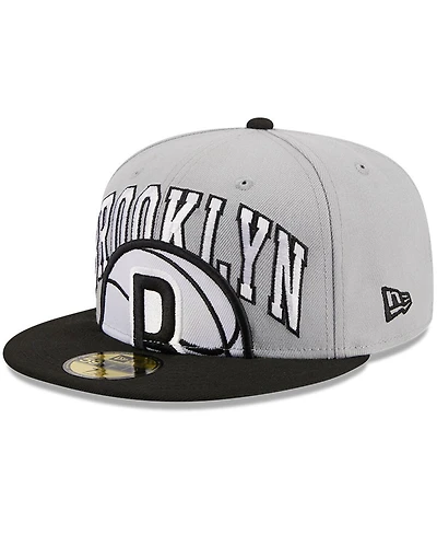 Men's New Era Gray, Black Brooklyn Nets Tip-Off Two-Tone 59FIFTY Fitted Hat