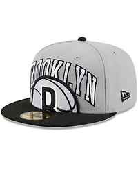 Men's New Era Gray, Black Brooklyn Nets Tip-Off Two-Tone 59FIFTY Fitted Hat