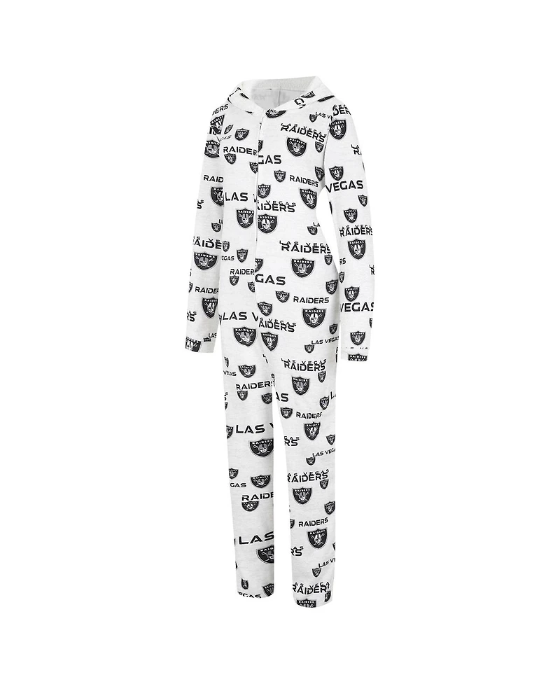 Women's Concepts Sport Cream Las Vegas Raiders Docket Hoodie Full-Zip Union Suit