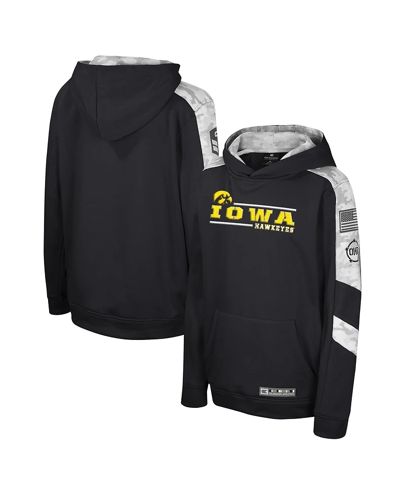Big Boys Colosseum Black Iowa Hawkeyes Oht Military-Inspired Appreciation Cyclone Digital Camo Pullover Hoodie
