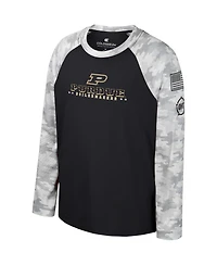 Big Boys Colosseum Black, Camo Purdue Boilermakers Oht Military-Inspired Appreciation Dark Star Raglan Long Sleeve T-shirt