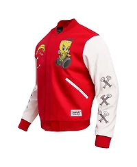 Men's Freeze Max Red Looney Tunes Franken Tweety Varsity Full-Snap Jacket