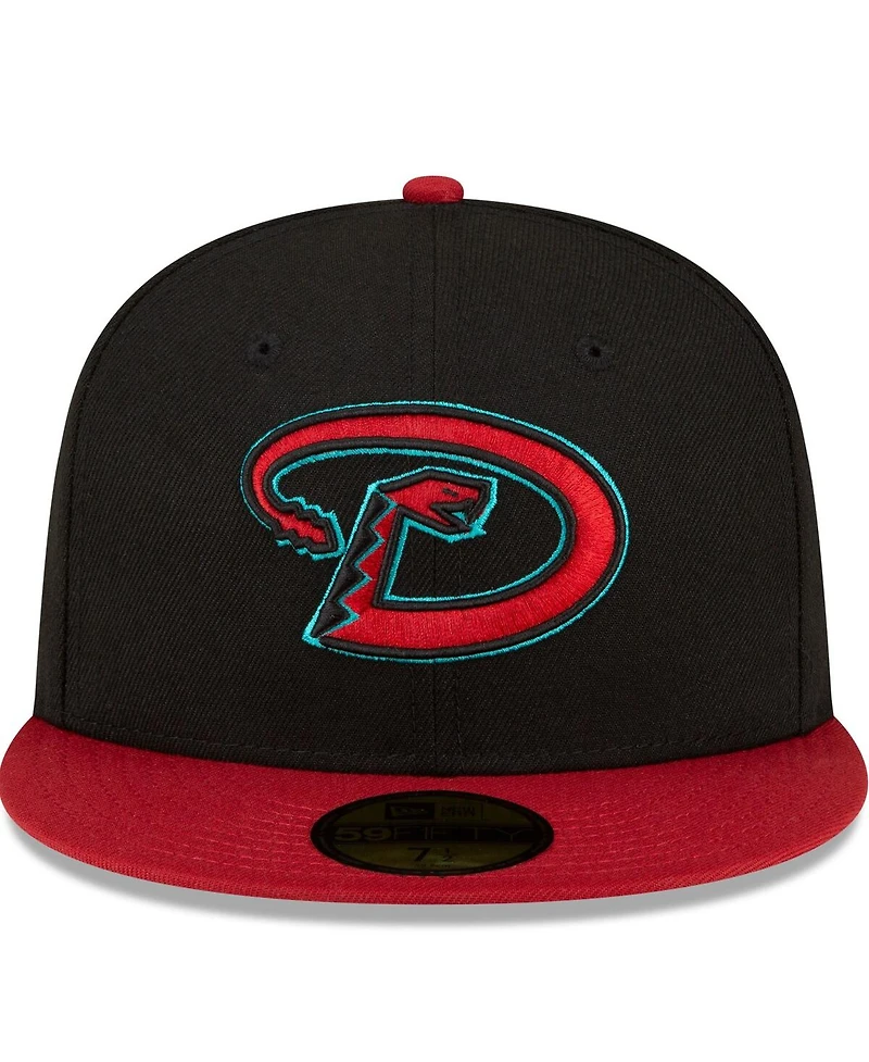Men's New Era Black, Red Arizona Diamondbacks Road Authentic Collection On-Field 59FIFTY Fitted Hat