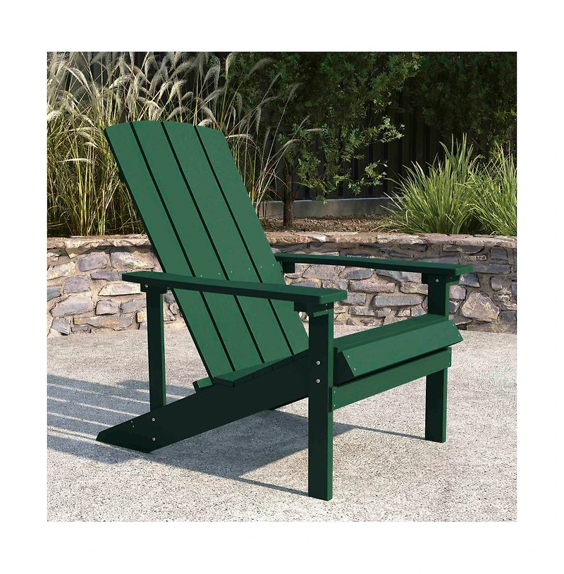 Riviera Azure Adirondack Patio Chairs With Vertical Lattice Back And Weather Resistant Frame