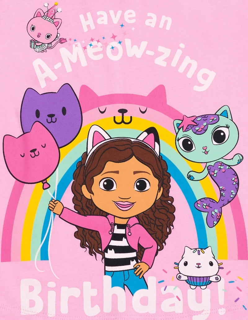 Gabby's Dollhouse Little Girls Dreamworks Gabbys Mercat Kitty Fairy Cakey Cat Birthday T-Shirt Toddler|Child