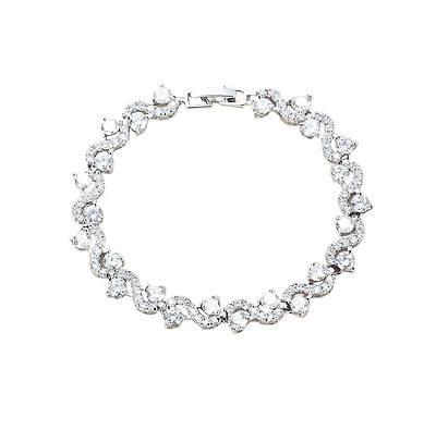 Wave Cubic Zirconia Tennis Bracelets with Round Cut Cubic Zirconia