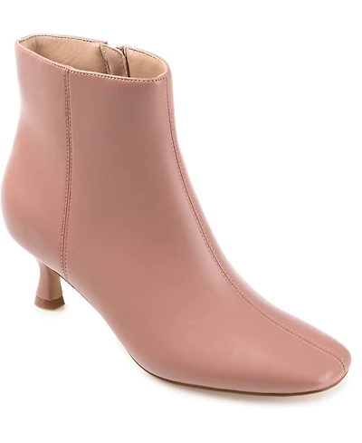 Journee Collection Women's Kelssa Wide Width Square Toe Kitten Heel Dress Booties