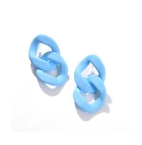 Sohi Women's Blue Chain-link Drop Earrings