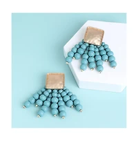 Sohi Women's Blue Beaded Cluster Drop Earrings