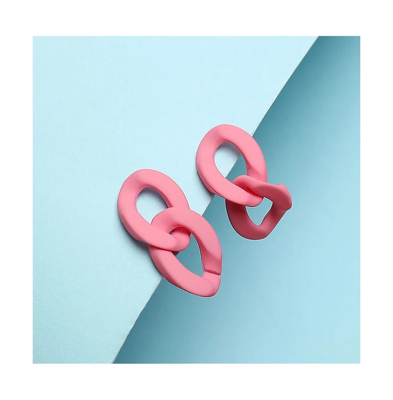 Sohi Women's Pink Chainlink Drop Earrings
